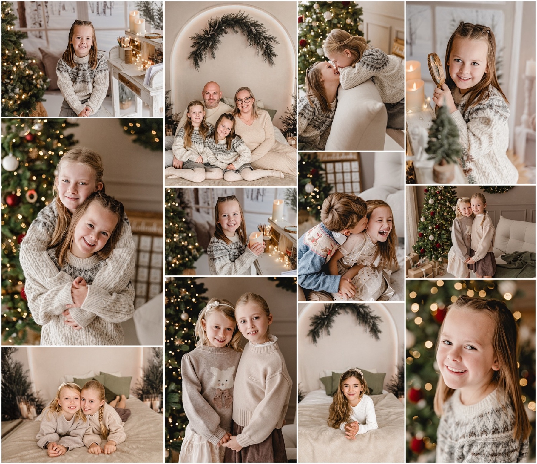 Collage mit echten Familien- und Kinderfotos aus den Weihnachtssets